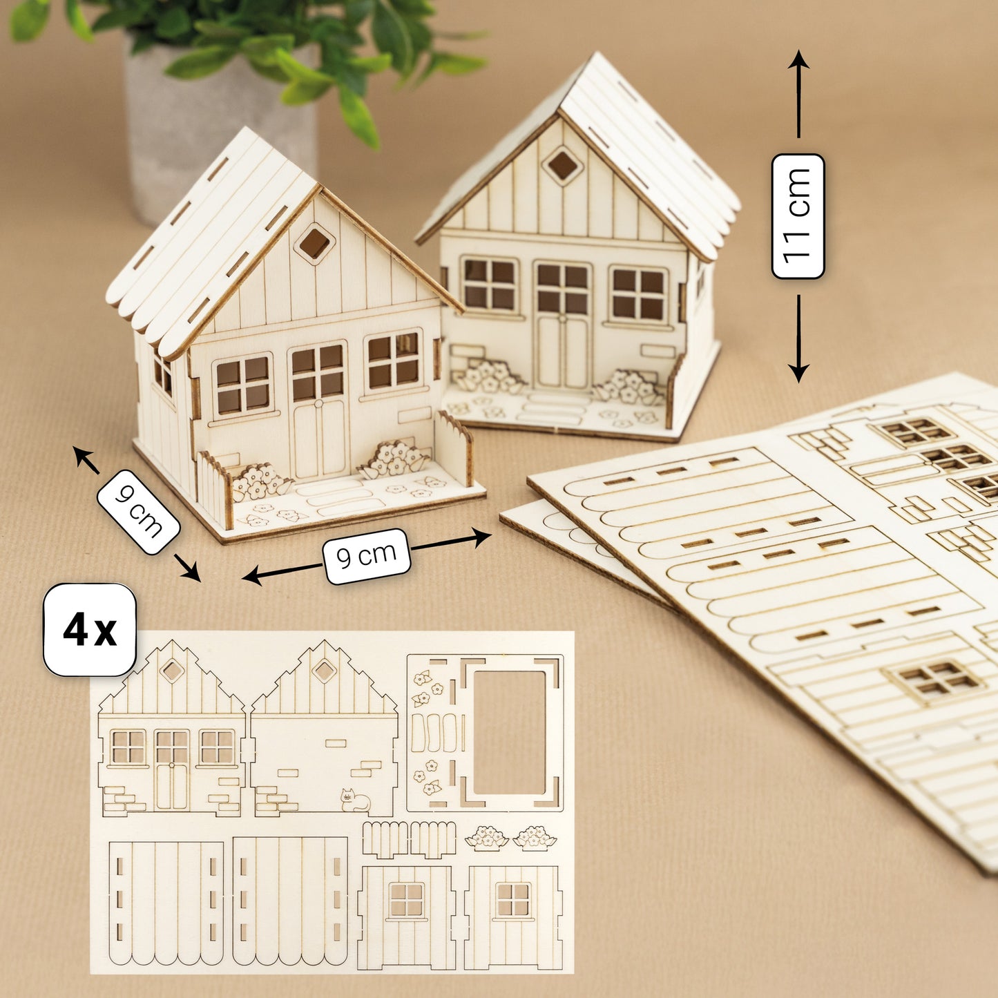 Holz Haus 100 x 90 mm