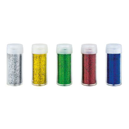Glitzerpulver Set 1: Blau, rot, grün, gold, silber