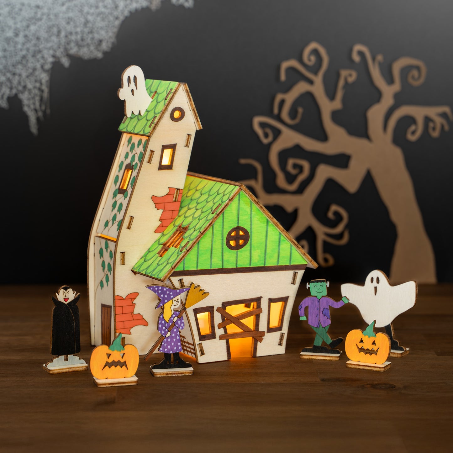 Holz Halloween-Haus 120 x 170 mm