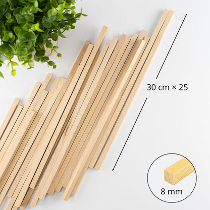 Holzstaebe quadratisch 300x8x8 mm 25 St.