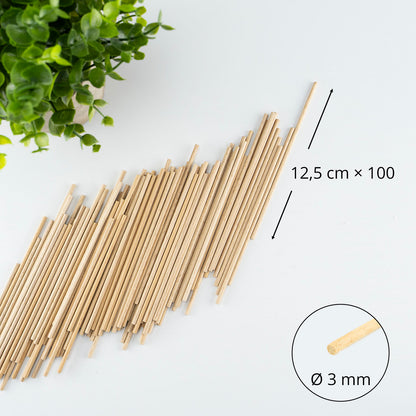 Holzstaebe rund 125x3 mm 100 St.
