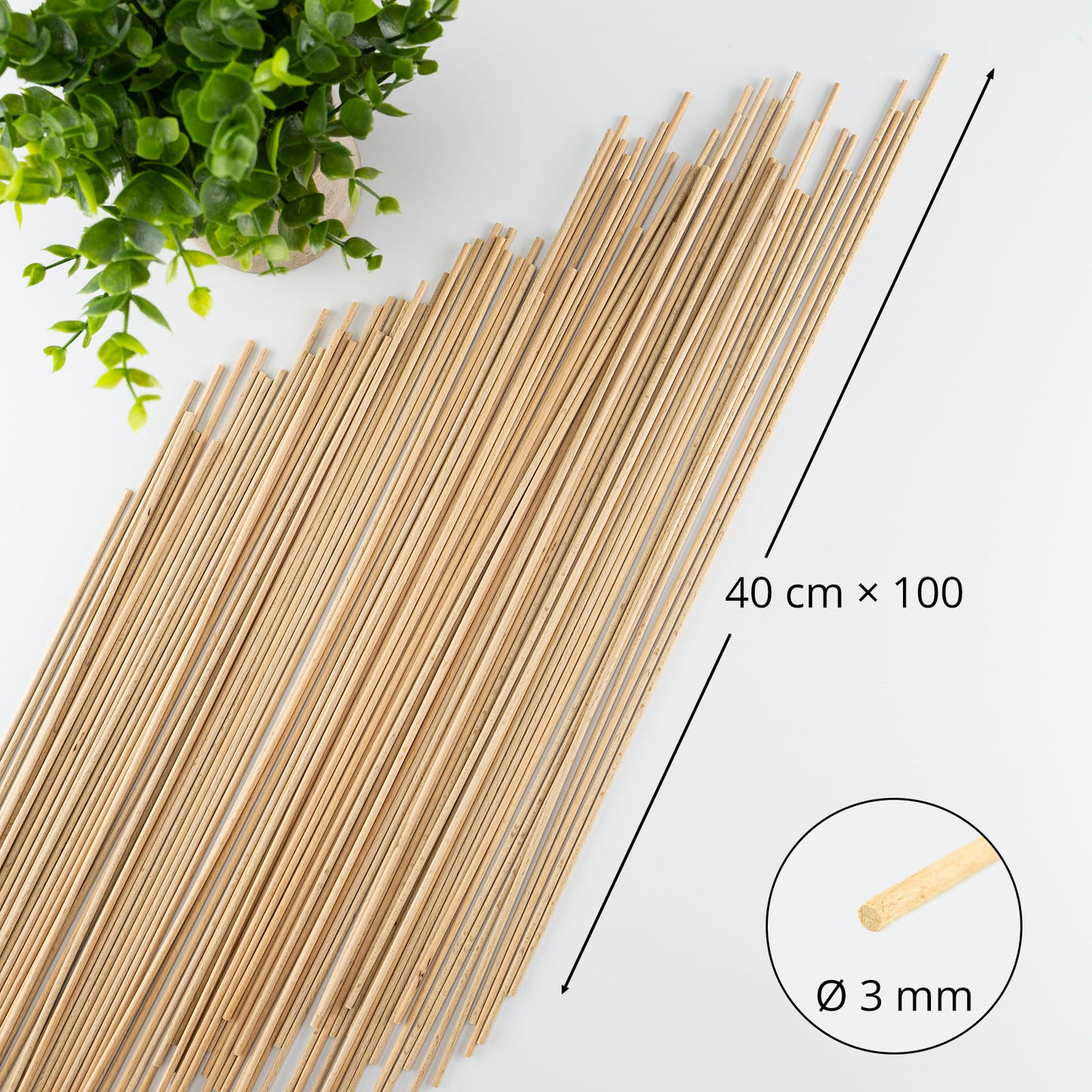 Holzstaebe rund 400x3 mm 100 St.