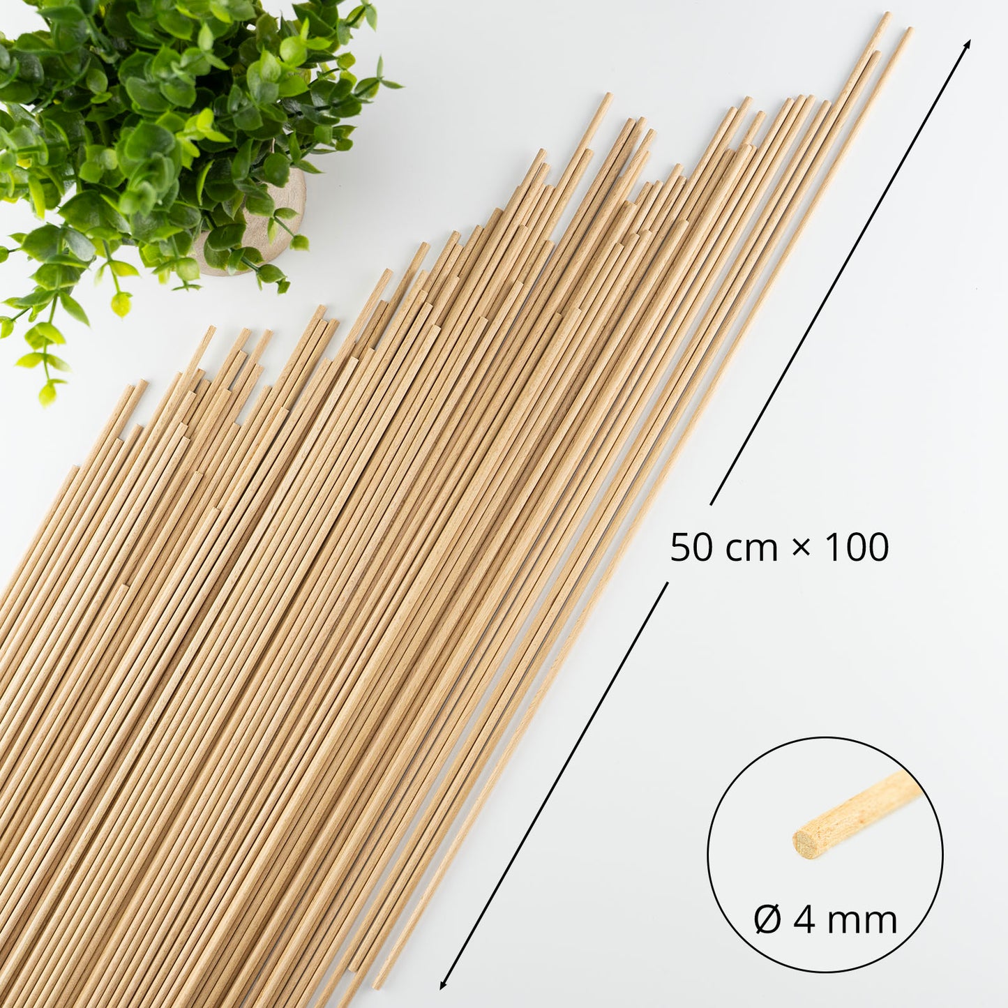 Holzstaebe rund 500x4 mm 100 St.