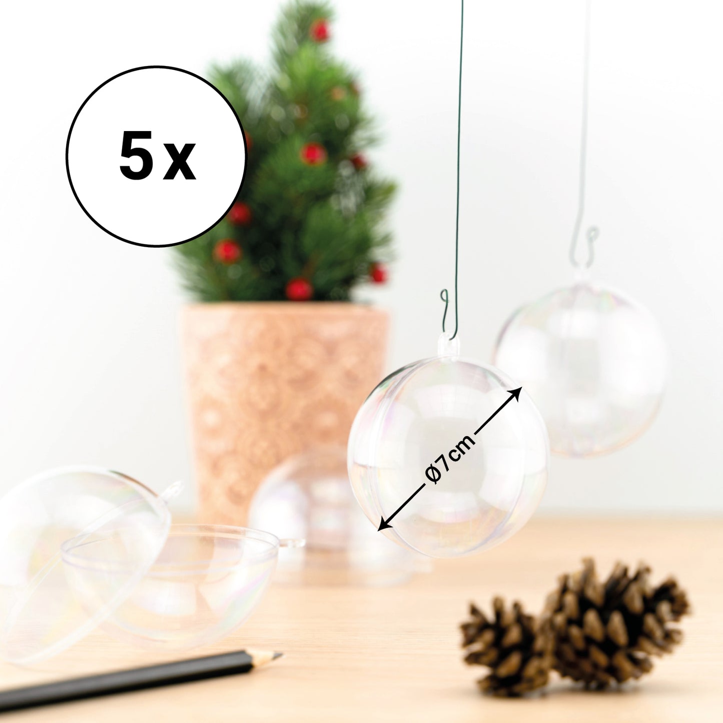 Kunststoff Kugel transparent 70 mm 5 St.