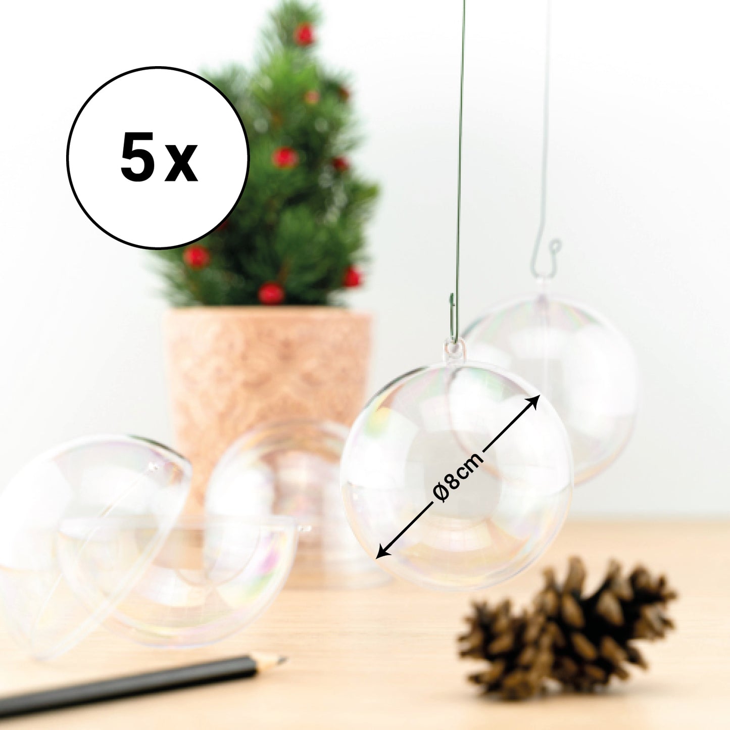 Kunststoff Kugel transparent 80 mm 5 St.