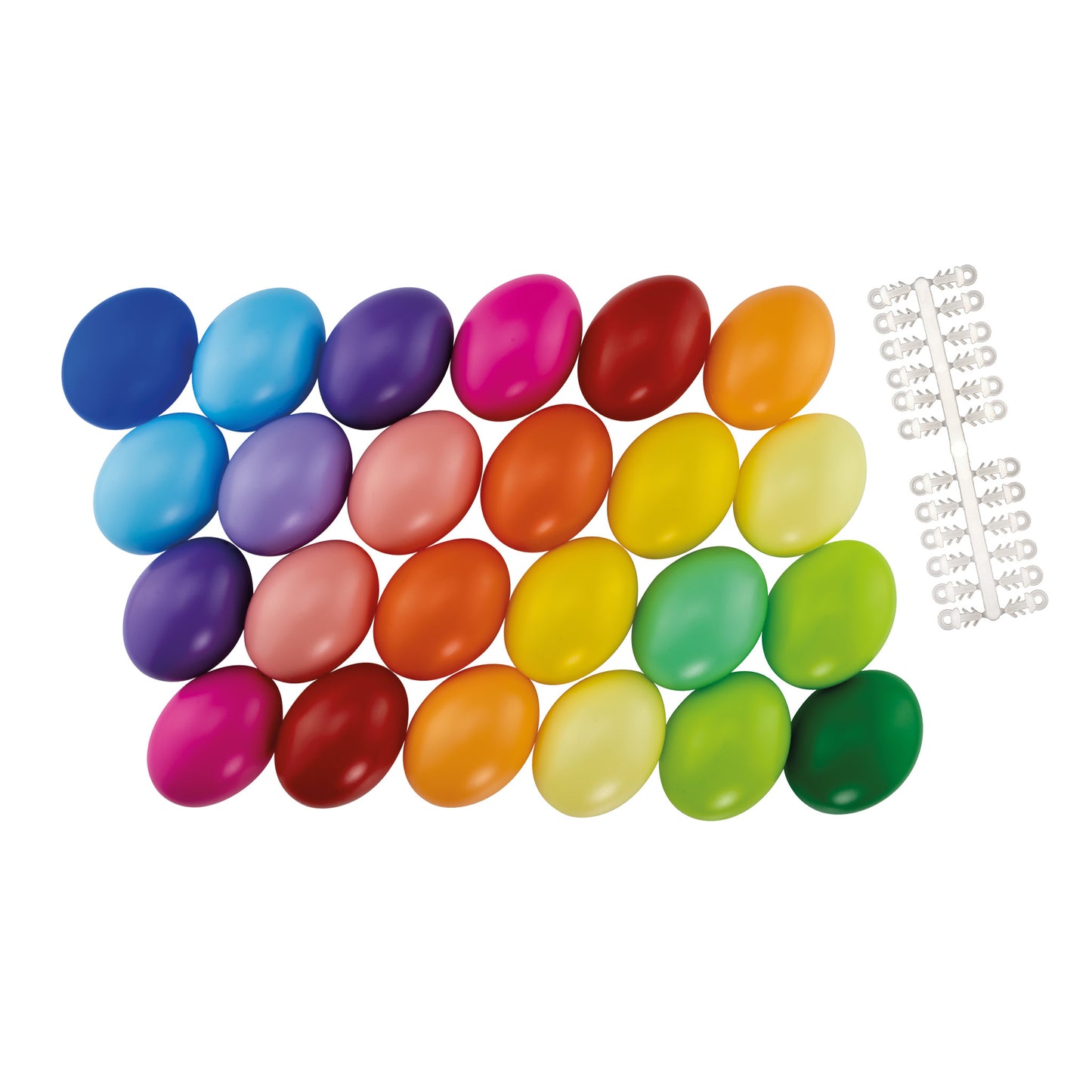 Kunststoff Eier 60 mm bunt mit Aufhänger 24 St.