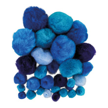 Pompons 10-40 mm Blautöne 30 St.