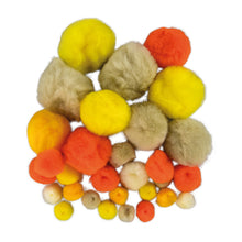 Pompons 10-40 mm Gelbtöne 30 St.
