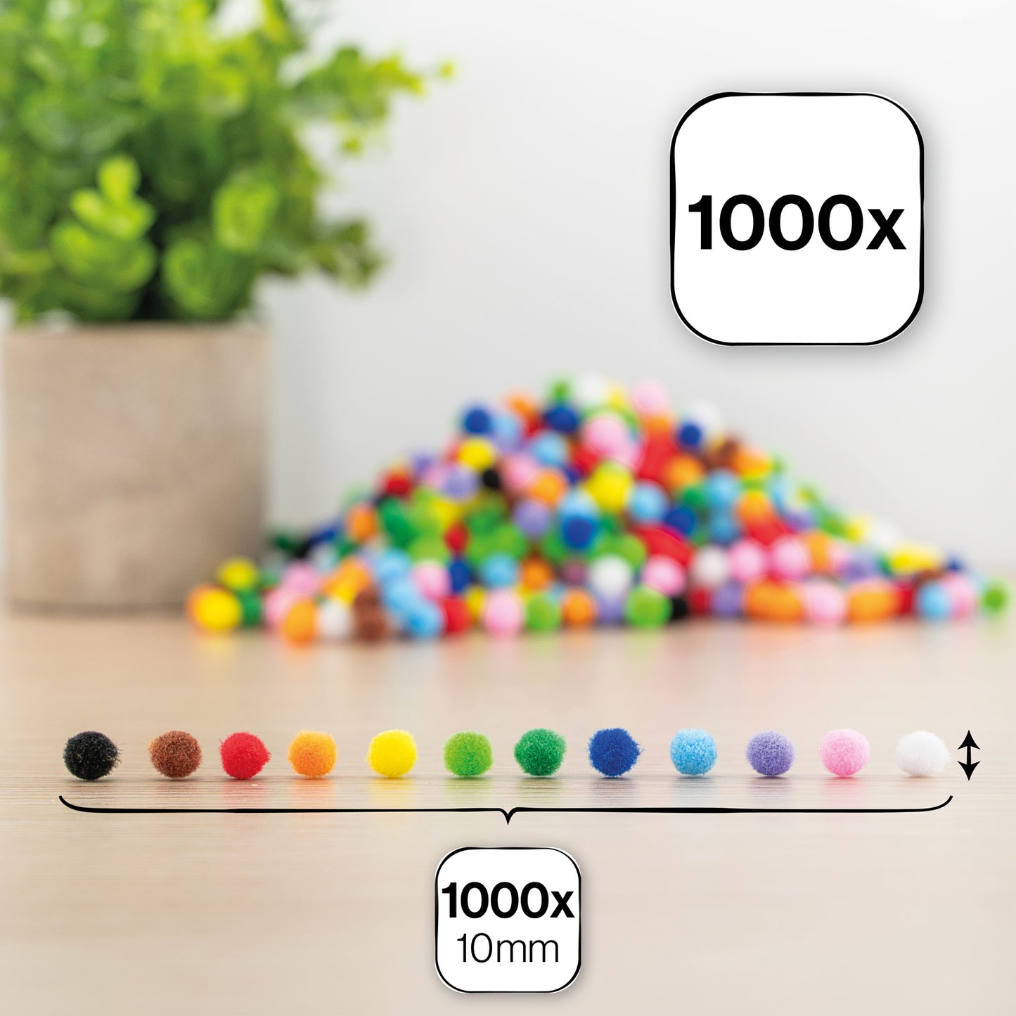 Pompons 10mm, bunt sortiert 1000 St.