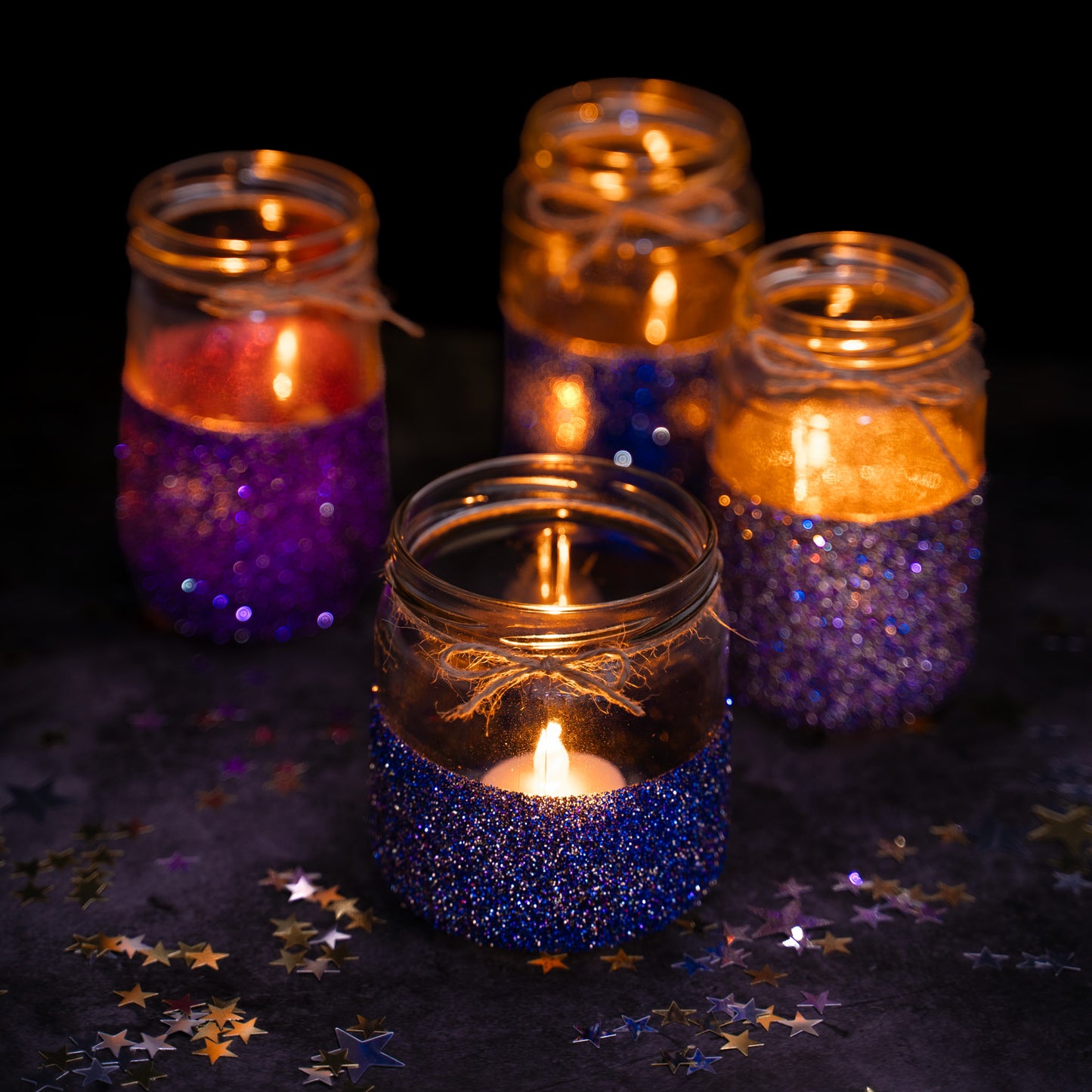 Glitzerpulver Set 2: Pastellblau, hellblau, rosa, hellrosa, lila