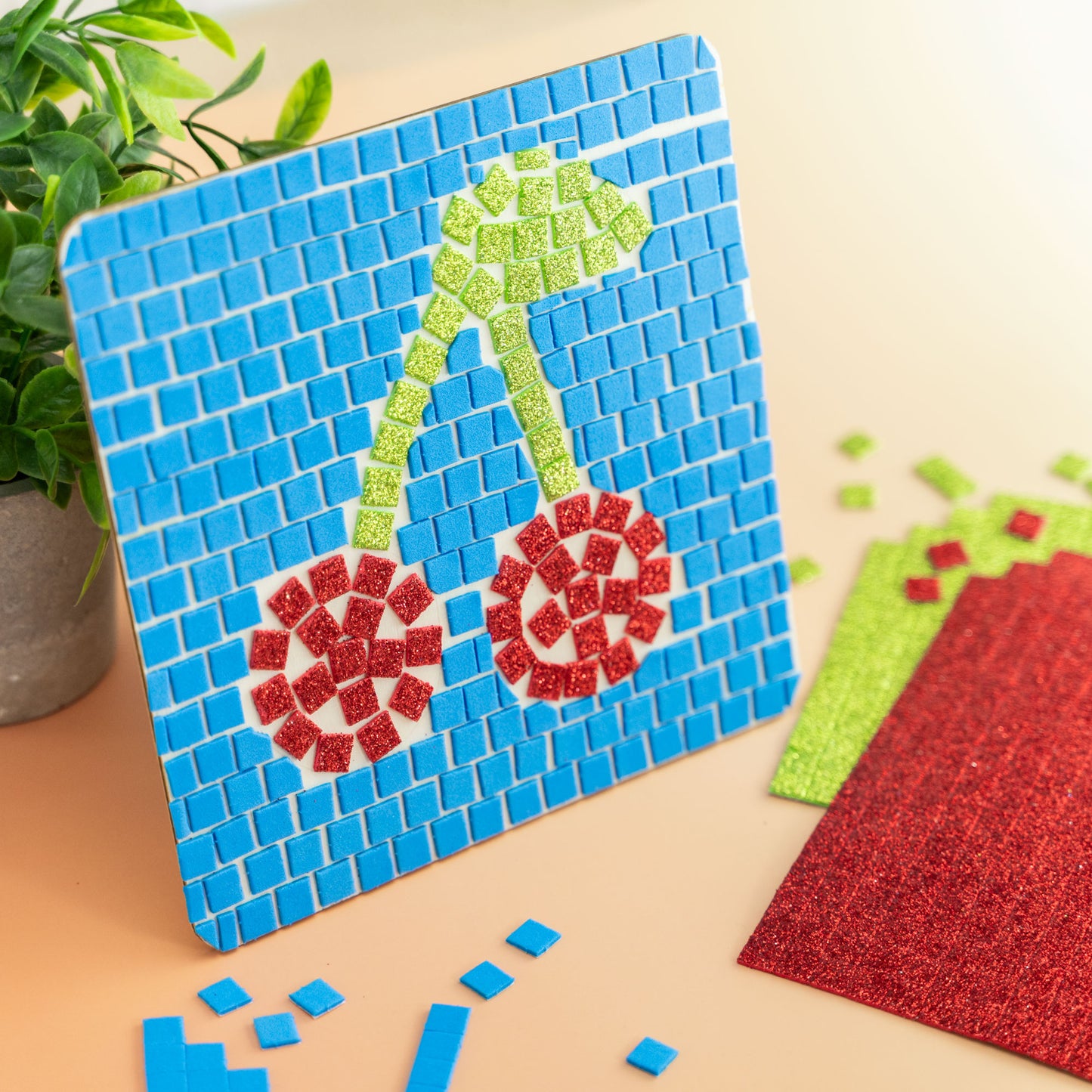 Moosgummi Mosaik glitzer 10x10mm, 6 x 266 Stk. 1 St.