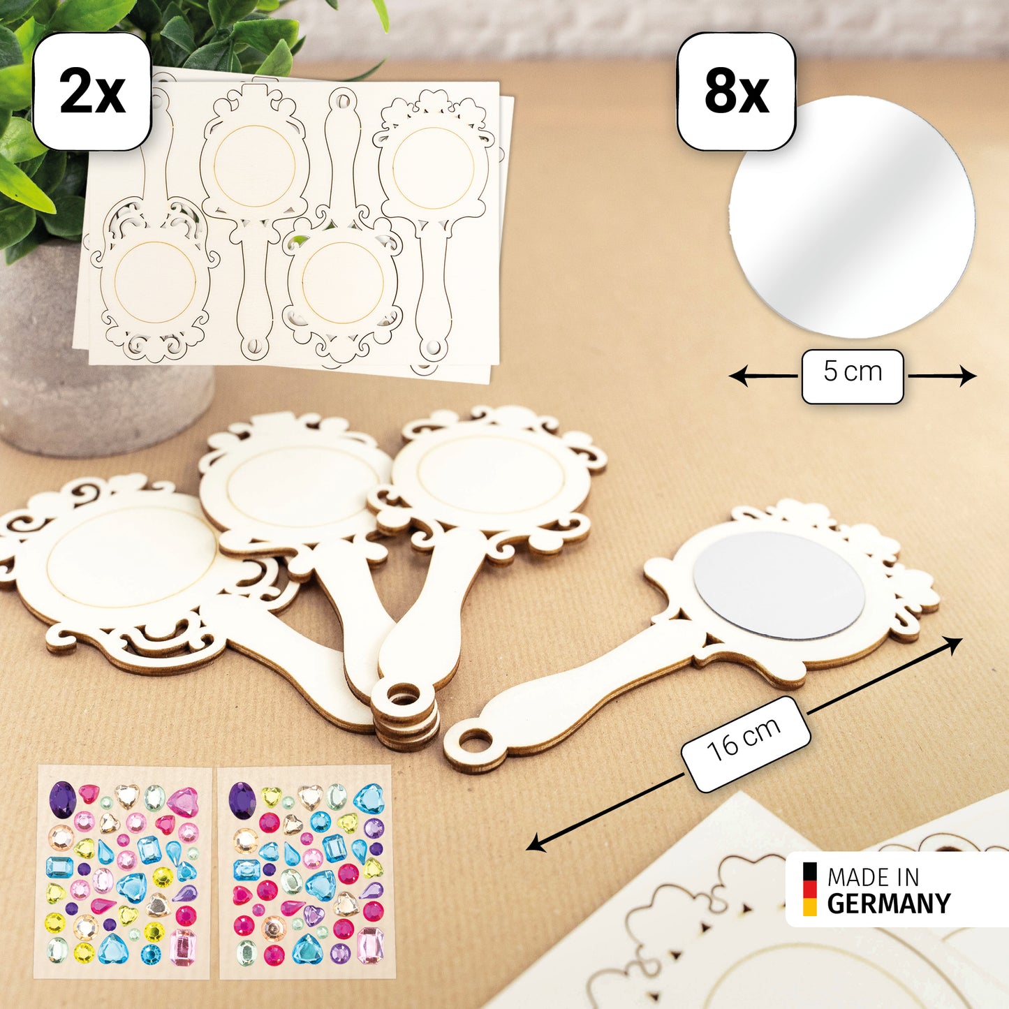 Holz Spiegel-Set 70 x 163 mm