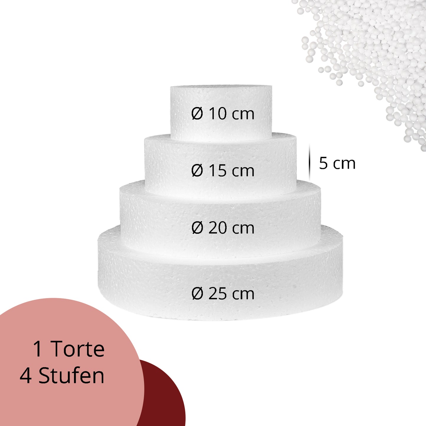Styropor Torte Set vierstöckig H 5cm
