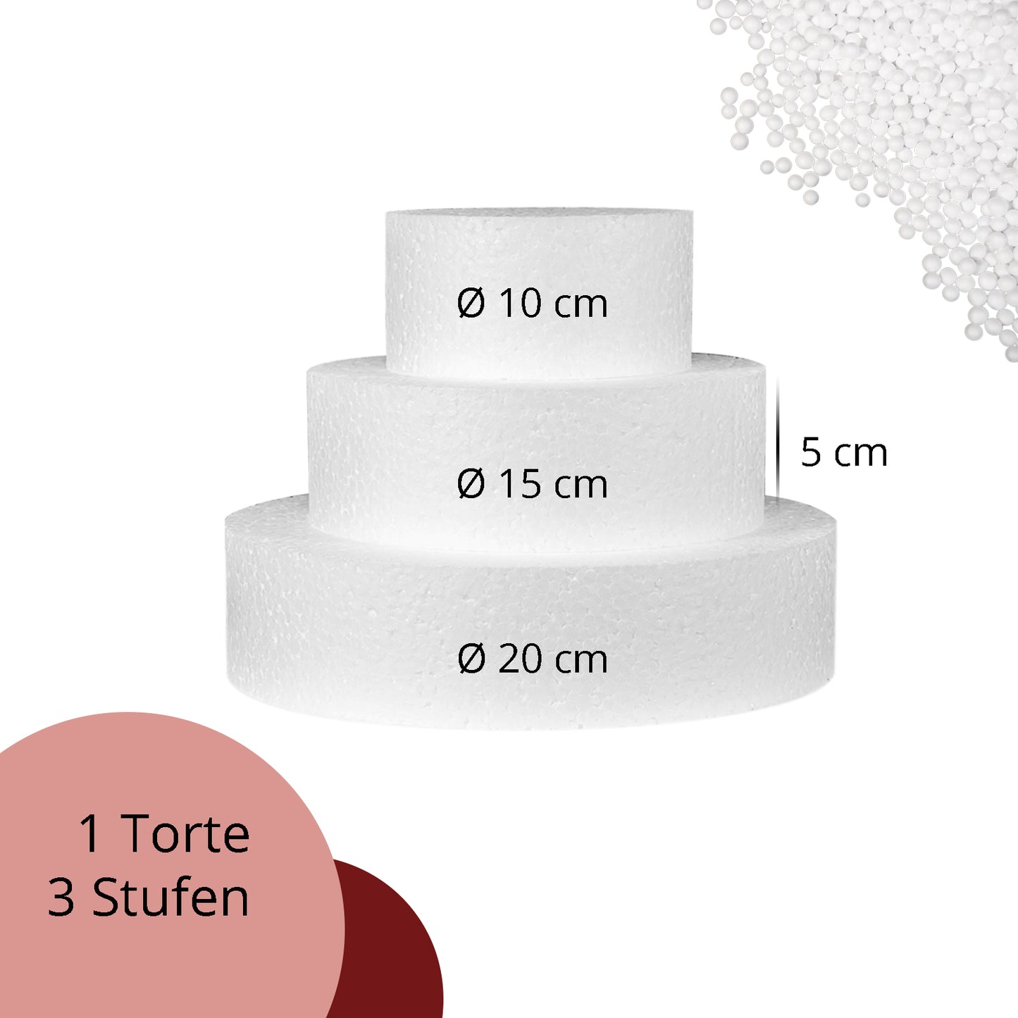 Styropor Torte Set dreistöckig H 5cm