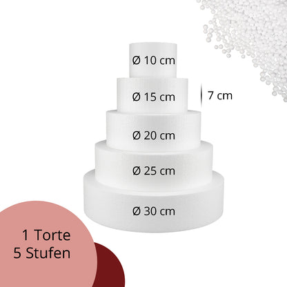 Styropor Torte Set fünfstöckig H 7cm