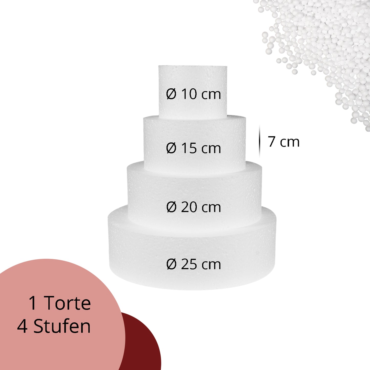 Styropor Torte Set vierstöckig H 7cm