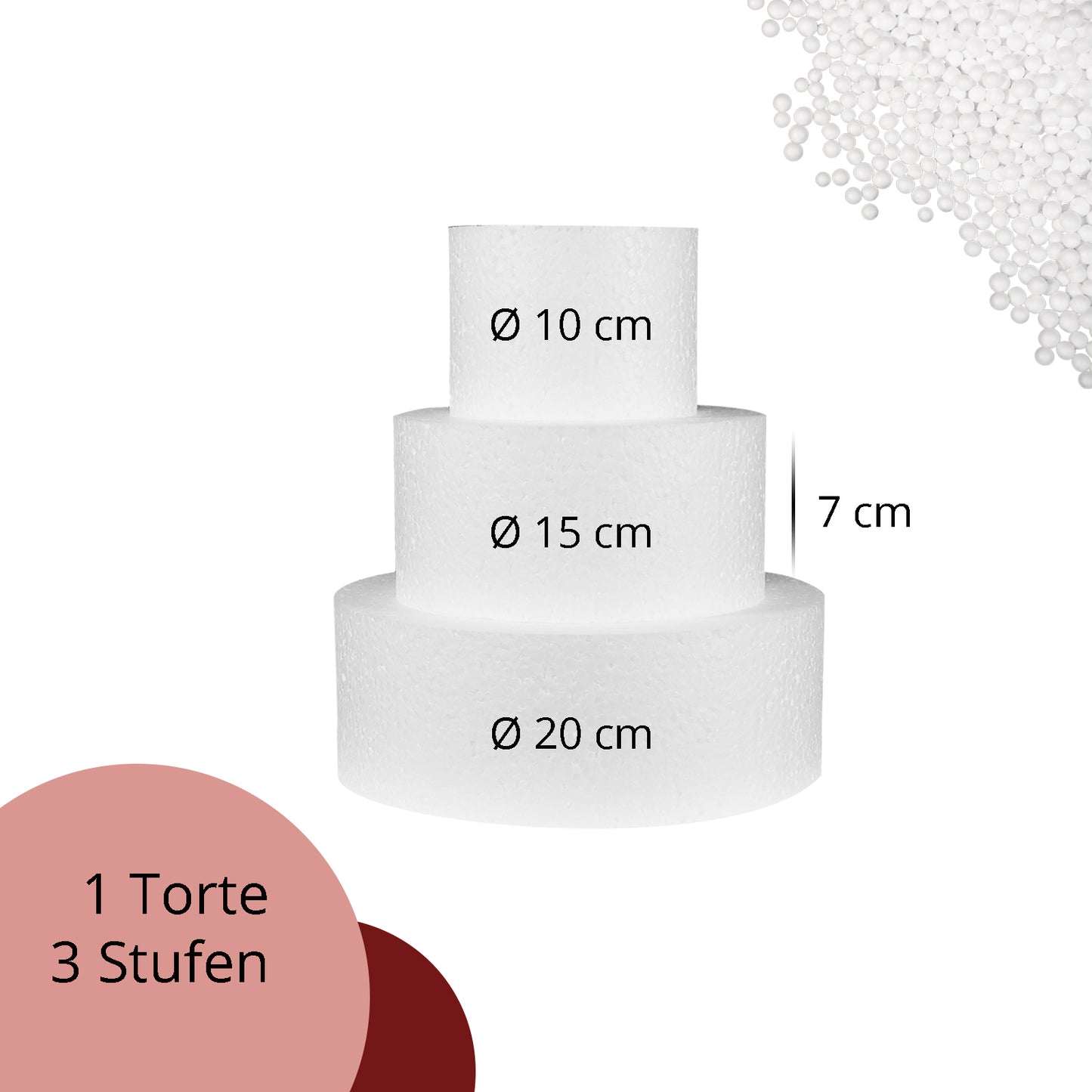 Styropor Torte Set dreistöckig H 7cm