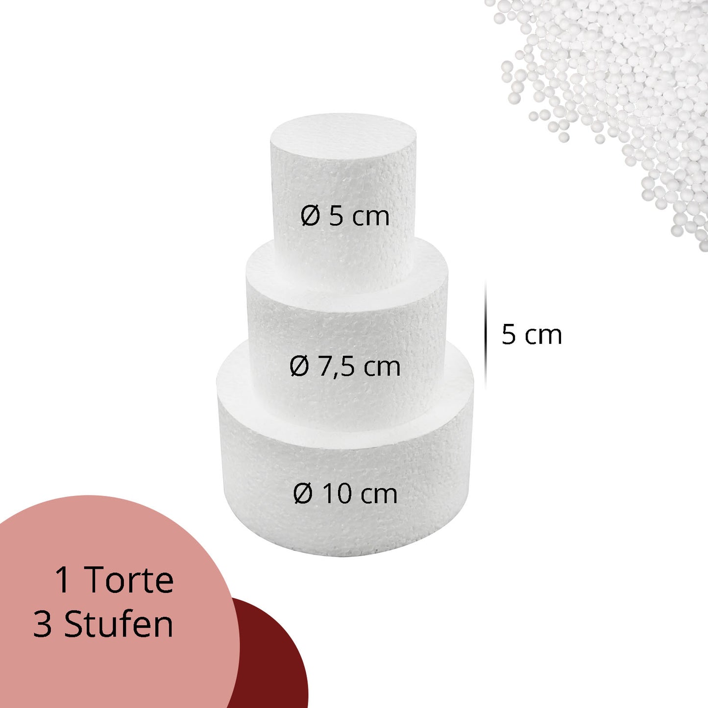 Styropor Minitorte rund 3-Stöckig